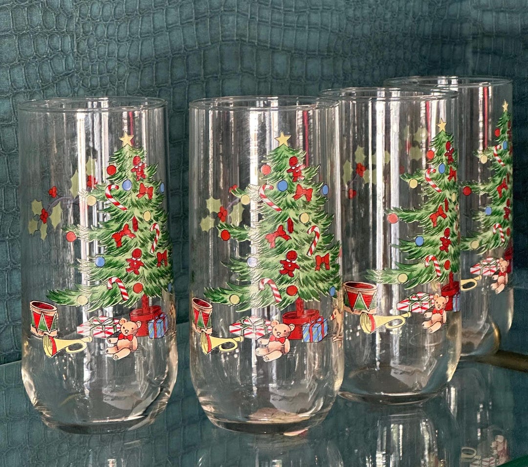 Set of 4 Vintage Christmas Tree and Teddy Bear - Etsy