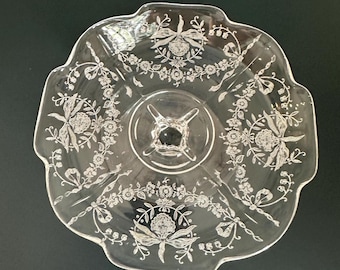 Vintage Heisey Glass Orchid Footed Compote Mint/Candy Dish - Orchid Pattern