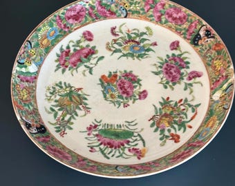 Antique Chinese Export Rose Canton Large Bowl Plate