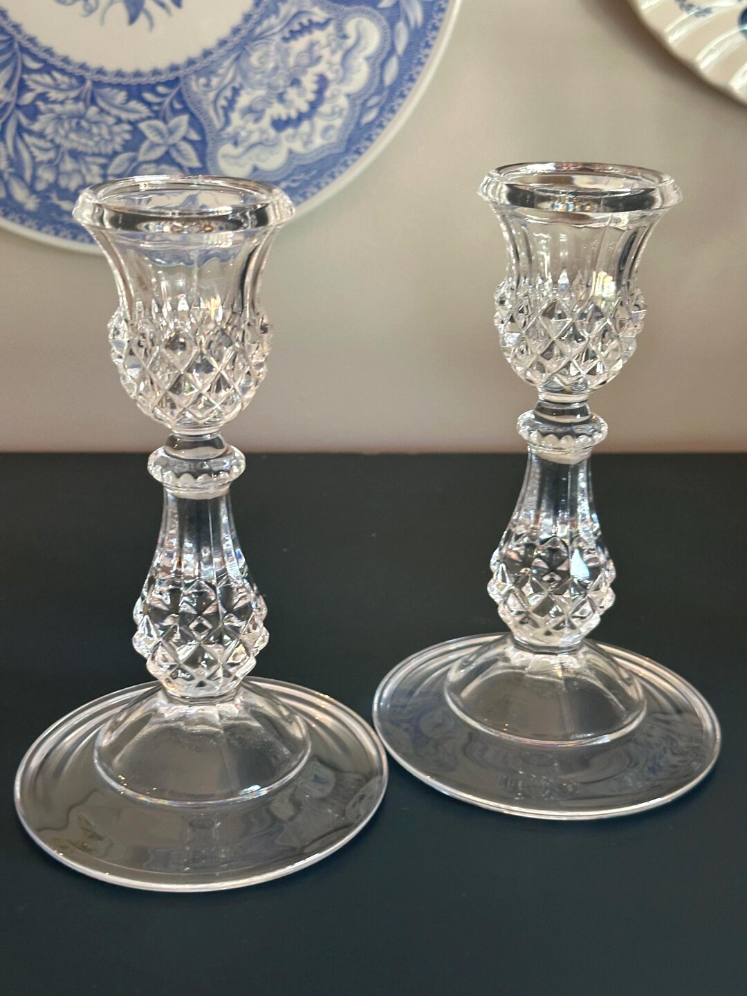 Collection of Vintage Crystal & Glass Candle Holders - Etsy