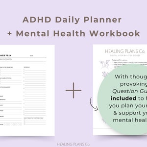 ADHD Digital Planner, ADHD Planner Printable, Mental Health Workbook