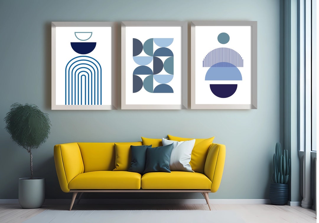 Geometric Boho Abstract Art Print- Instant Download -light Blue, Blue ...