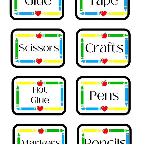 School Supply Labels Etsy