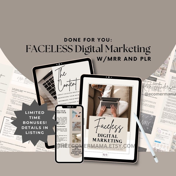 Faceless Digital Marketing: How to Sell Online w/a Faceless Account eBook - Master Resell Rights (MRR) and Private Label Rights (PLR) - DFY