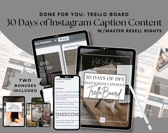 30 Days of DFY Instagram Content for Captions and Stories with Master Resell Rights (MRR) - A Done-for-you Digital Marketing Product