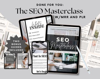 May include: A digital marketing course titled "The SEO Masterclass" with two bonus guides included. The course is designed to help you get high-quality traffic to your website. The course includes information on what SEO is, keyword research, and other SEO tactics.