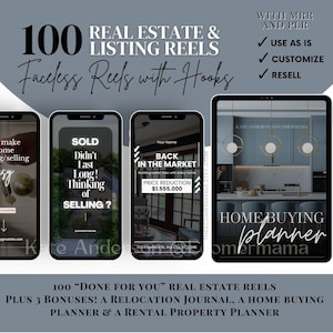 100 bobines pour biens immobiliers et annonces avec droits de revente principaux (MRR) et droits de marque privée (PLR) - Bobines/modèles de médias sociaux sans visage