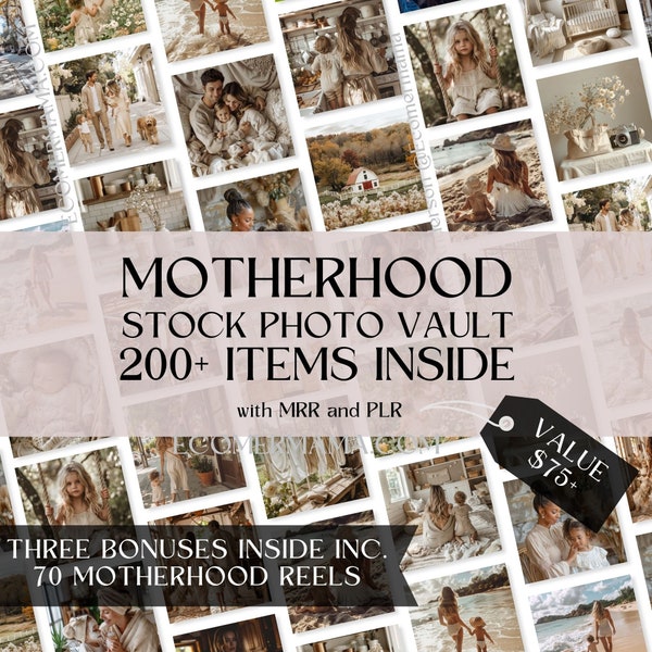 Motherhood Stock Photo Vault mit 70 Rollen und Boni mit Master Resell Rights (MRR) und Private Label Rights (PLR) – DFY Stock Images