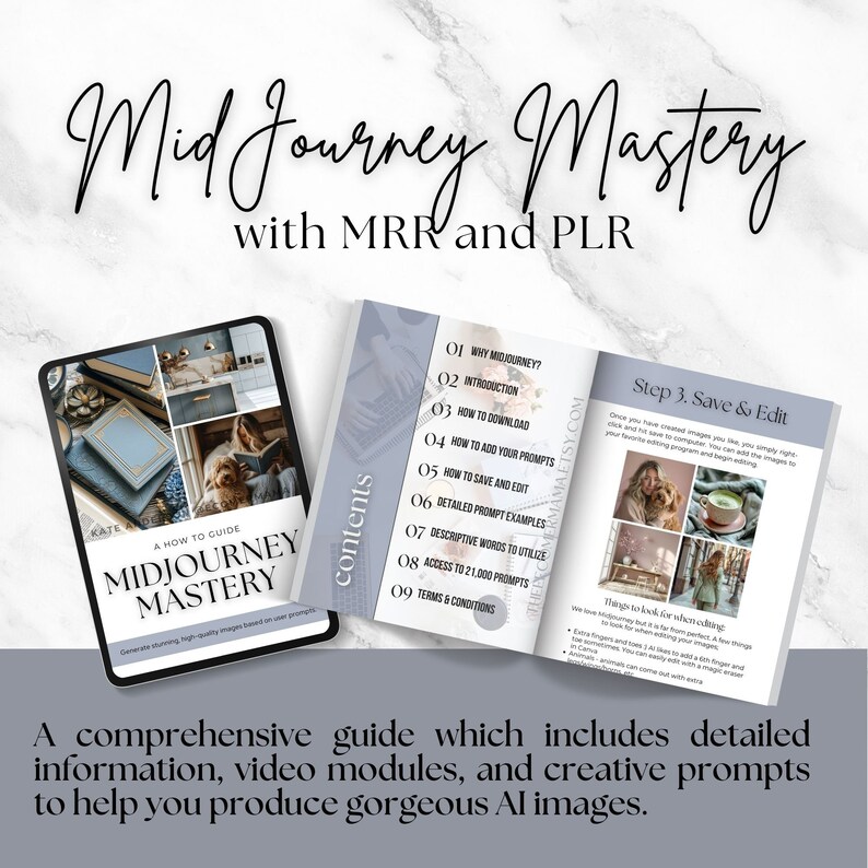 MidJourney Mastery eBook and Tutorial including 21,000+ Prompt Ideas with Master Resell Rights MRR & Private Label Rights PLR Lead Magnet image 3