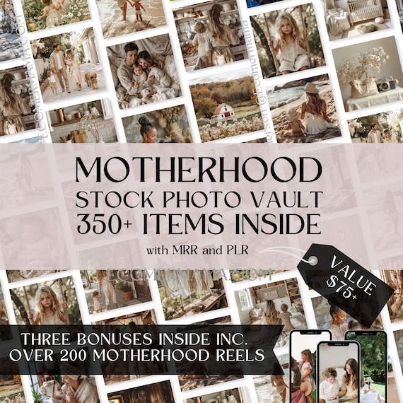 Motherhood Stock Photo Vault with 225 Reels and Bonuses with Master Resell Rights (MRR) and Private Label Rights (PLR) - DFY Stock Images