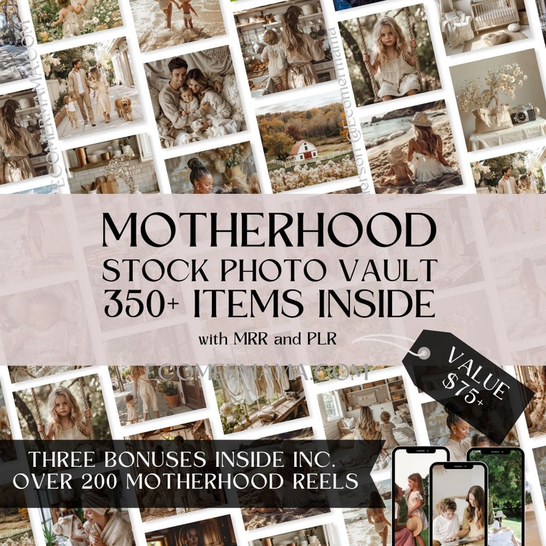 Motherhood Stock Photo Vault with 225 Reels and Bonuses with Master Resell Rights (MRR) and Private Label Rights (PLR) - DFY Stock Images image 1