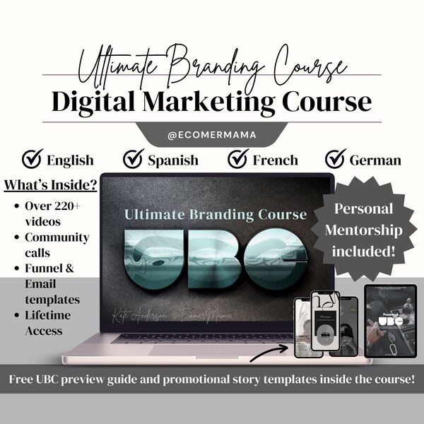 UBC Ultimate Branding Course with Master Resell Rights (MRR) Digital Marketing Course in English, French, Spanish, and German