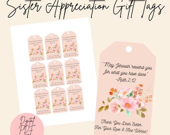 JW Sister Appreciation Gift Tags | Ruth 2:12, Floral (Digital Download)