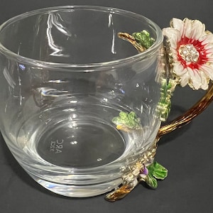 Enamels Flower Handle Glass Tea Cup-ARC 32CL