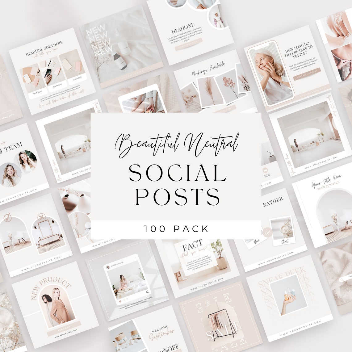 Social Media Templates Canva Instagram Posts Neutral White Minimalistic ...
