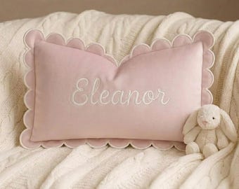 Personalized Name Pillow, Custom Embroidered Velvet Cushion Cover, Baby Shower Gift, Newborn Name Keepsake, Nursery Room Decor Pillow