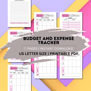 Budget and Expense Tracker, Monthly Budget Spreadsheet, Printable Expense Planner, Bill Tracker, Income Tracker, Yearly Financial Summary,