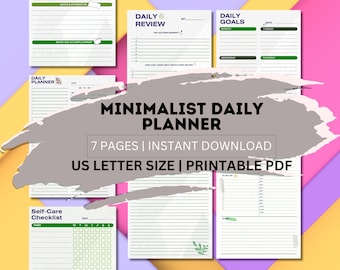 Minimalist Weekly PLANNER BUNDLE, Printable Weekly Planner, Time Block Planner, Undated Weekly Planner, Goal Tracker, Daily Planner