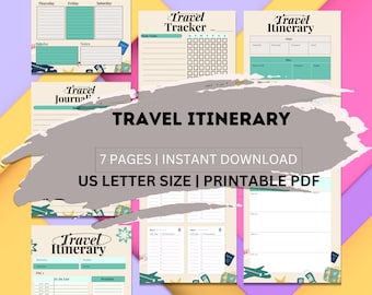 Travel Itinerary Planner, Digital Holiday planner, Digital Travel Planner, Printable Travel, Minimal Travel Planner, Weekend Itinerary,