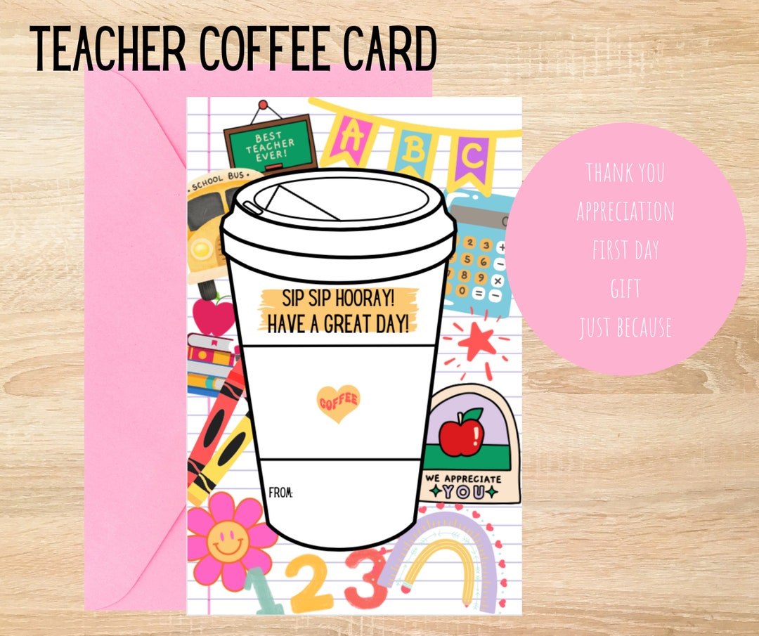 Teacher Coffee Gift Card Holder: Appreciation Thank You (digital ...