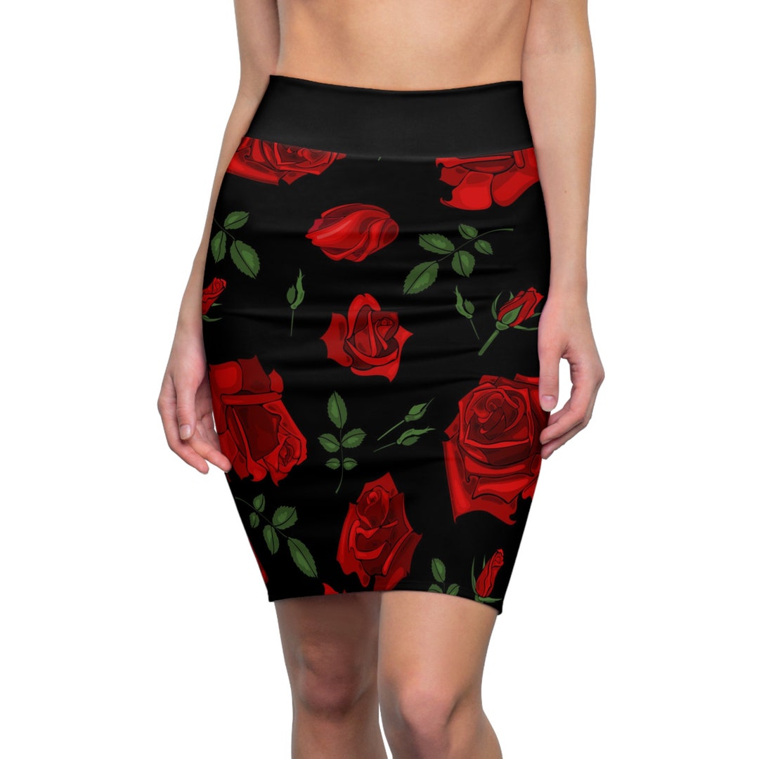 ROHKA 24 Green Rose Pencil Skirt