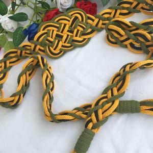 Handfasting Cord Mustard Green Black | Celtic Knot Wedding Cord | Pagan Ceremony Ribbon