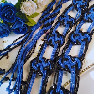 Royal Blue Black Handfasting Cord | Celtic Infinity Knots