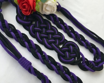 Customizable Handfasting Cord - Black Purple Gothic themed - Pagan Wedding