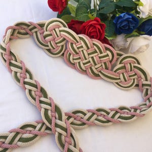 Romantic Dusty Rose, Khaki Green & Light Beige Handfasting Cord – A Timeless Symbol of Love | Celtic, Pagan, Wedding