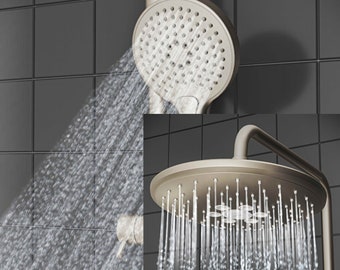 BRUSHED NICKEL SHOWER System, Lime-breaking Silicone Nozzles, Flow Control