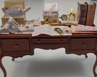 1:12th Scale Dolls House Miniature Ladies Family Historian Desk