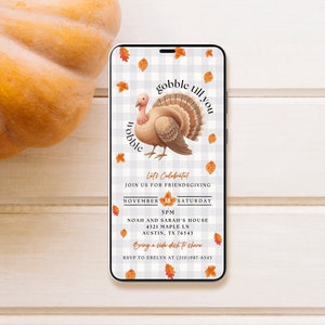 Evite Friendsgiving, Digital Funny Friendsgiving invitation thanksgiving invitation electronic friendsgiving invitation canva editable