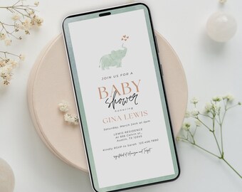 Evite Baby Shower, Baby Shower Invitation, Watercolor Baby Shower Invitation Electronic Baby Shower Canva Template