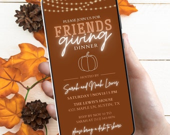 Digital Friendsgiving Invite, thanksgiving invitation, electronic friendsgiving invitation, Evite friendsgiving, canva editable template