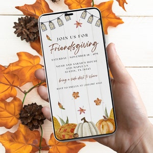 Evite Friendsgiving, Digital Friendsgiving invitation thanksgiving invitation electronic friendsgiving invitation canva editable