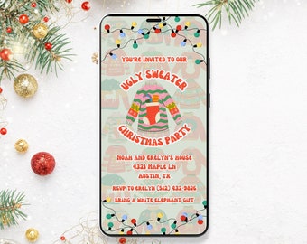 Digital Christmas Party invitation, Ugly Christmas Sweater Party Invitation, Evite Ugly Christmas Sweater invitation electronic invitation