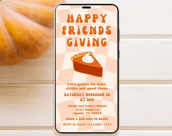 Evite Friendsgiving, Digital Friendsgiving invitation thanksgiving invitation electronic friendsgiving invitation canva editable