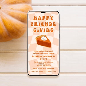 Evite Friendsgiving, Digital Friendsgiving invitation thanksgiving invitation electronic friendsgiving invitation canva editable