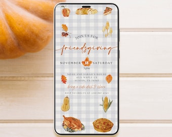 Evite Friendsgiving, Digital Friendsgiving invitation thanksgiving invitation electronic friendsgiving invitation canva editable