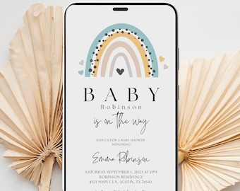 Evite Baby Shower, Baby Shower Invitation, Minimalist Baby Shower Invitation Electronic Baby Shower Canva Template