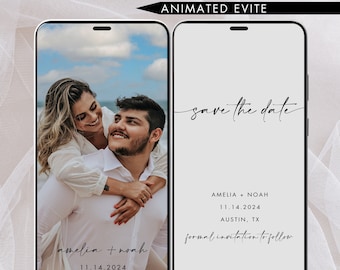 Minimalist Digital Save the Date Template Animated Save the Date w/ Photo Electronic Save the Date Save the Date evite Wedding Save the Date