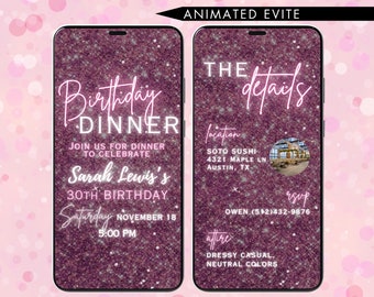 Digital Birthday Dinner invitation, Birthday Dinner, electronic Birthday Party Invite
