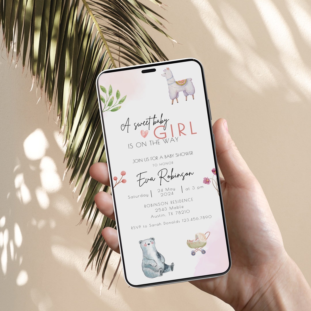 Evite Baby Shower, Baby Shower Girl Invitation, Watercolor Baby Shower