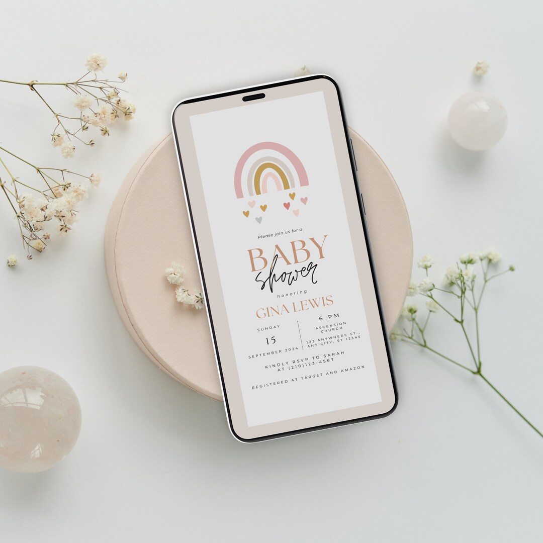 Evite Baby Shower, Baby Shower Girl Invitation, Minimalist Baby Shower