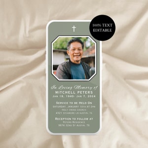 Editable Funeral Evite, Digital Funeral Invitation, Electronic Funeral Announcement, Memorial Evite Invitation, Memorial Service, template