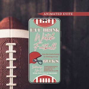 Digital Football Watch Party Invitation Animated Game Day Invitation Evite College Party Invite Football Game Day Evite Editable Canva