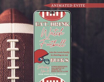 Digital Football Watch Party Invitation Animated Game Day Invitation Evite College Party Invite Football Game Day Evite Editable Canva