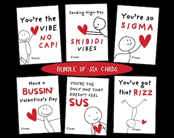 Slang Kids Valentine's Day Cards, Funny Printable Classroom Valentine Card, Gen A Teen School Valentines, Tween Valentine Card, Download