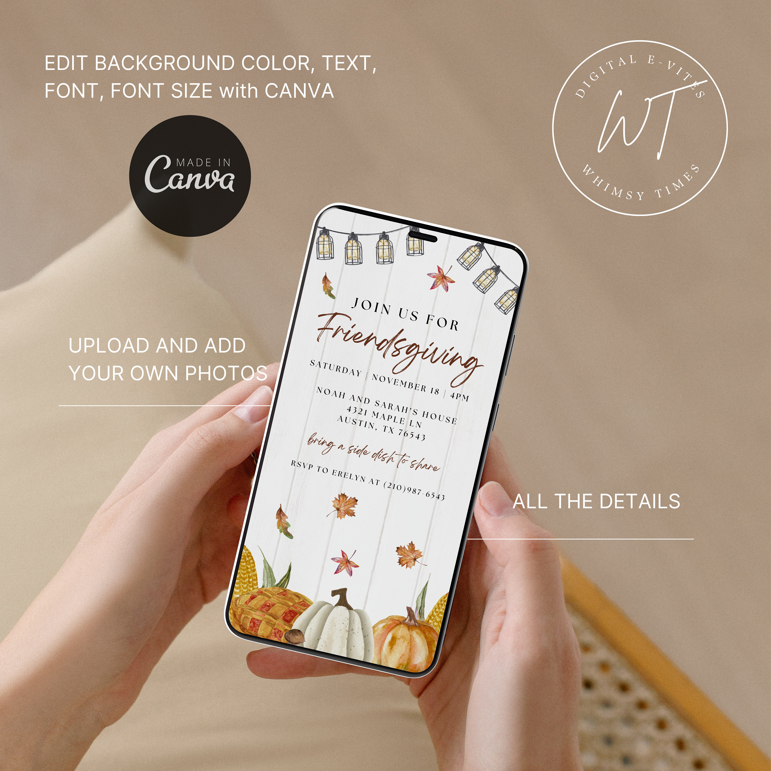 Evite Friendsgiving, Digital Friendsgiving Invitation Thanksgiving