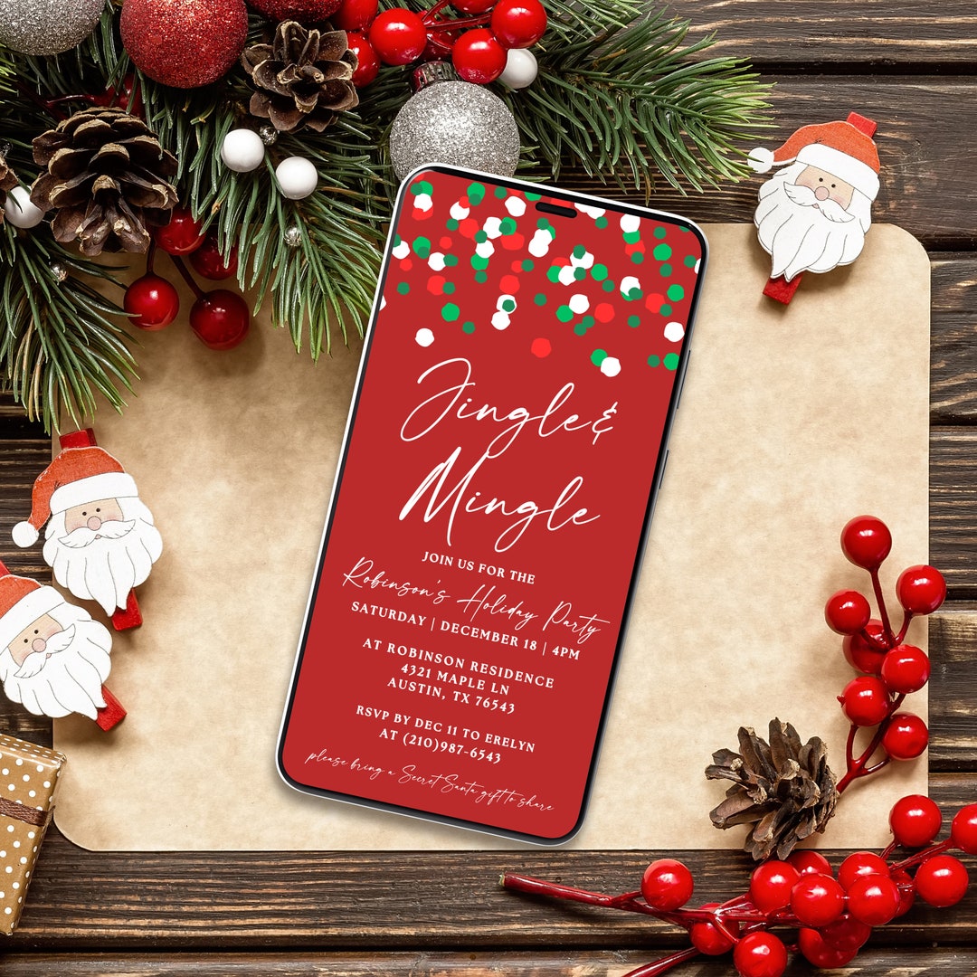 Digital Christmas Party Invitation Electronic Christmas Party Etsy